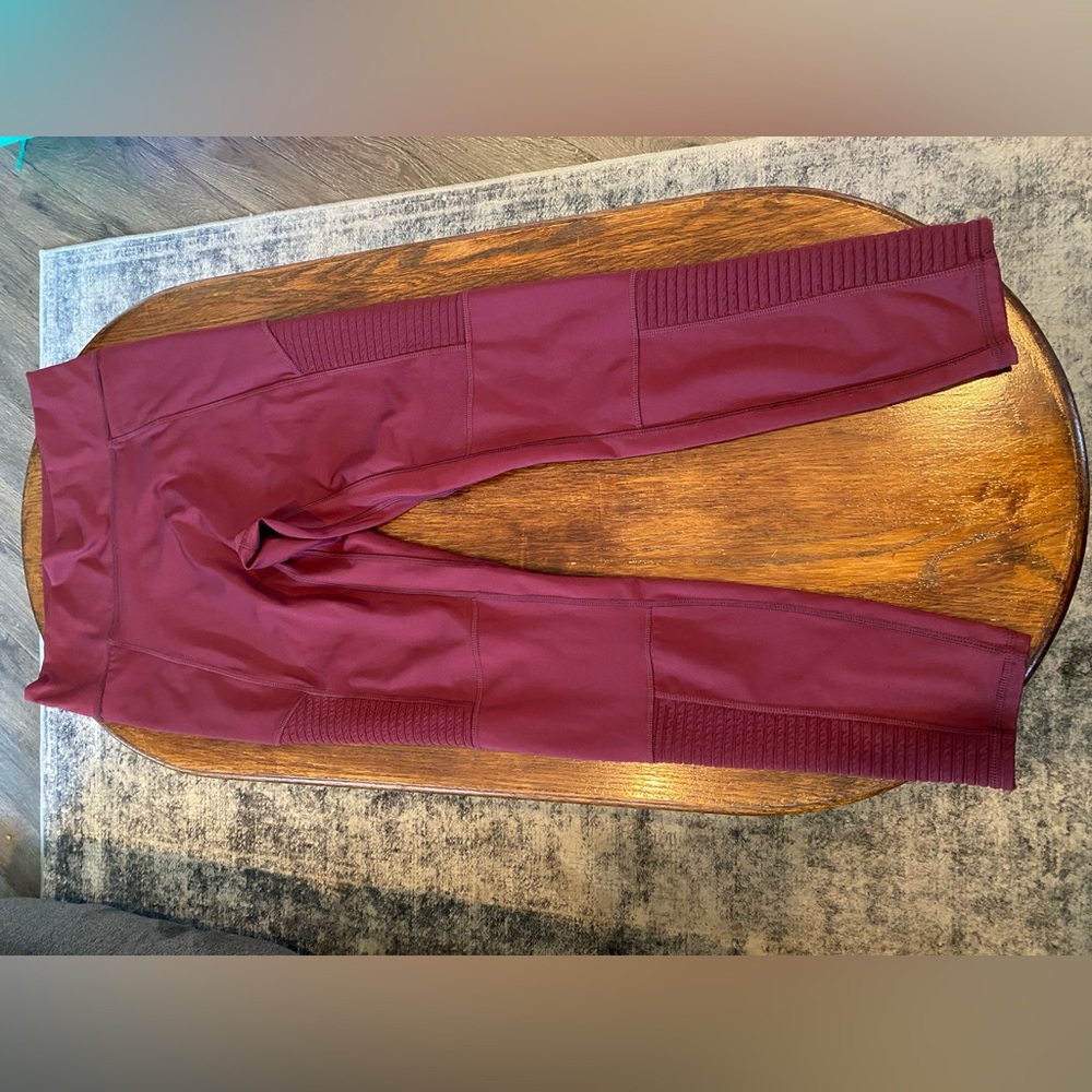 Fabletics Maroon Moto Leggings